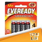 Eveready 1215BP4M AA Super Heavy Duty Battery 4pc Card