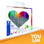 STAEDTLER 334 Triplus Fineliner Set 15 Colors (Heart Edition)