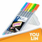 STAEDTLER 334 SB6CS3 Triplus Fineliner Set of 6 Colors (Neon)