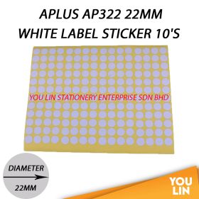 APLUS AP322 22MM White Label Sticker - 10'S