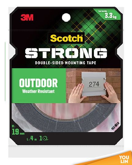 SCOTCH 411-S19 MOUNTING TAPE - OUTDOOR 19MM X 1.5M