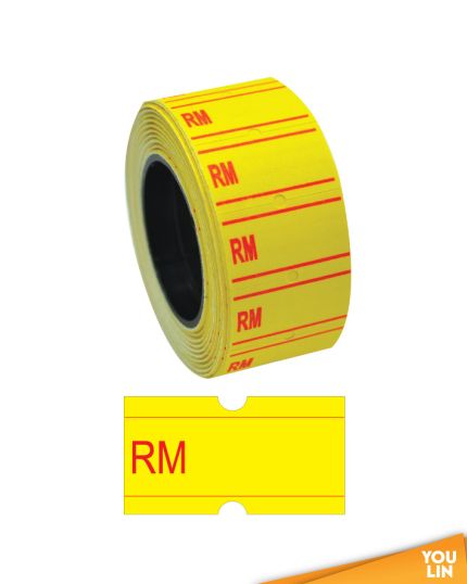 Astar Single Line Label "RM" Yellow Plain