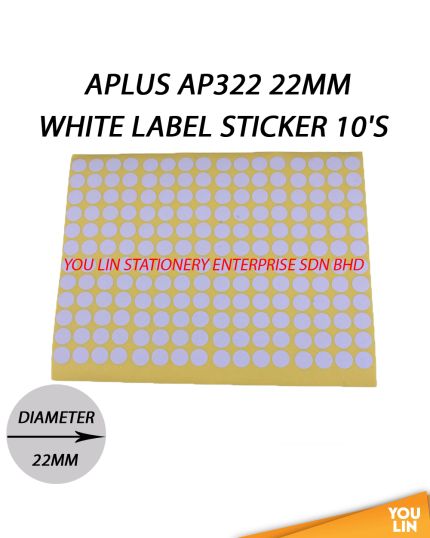 APLUS AP322 22MM White Label Sticker - 10'S