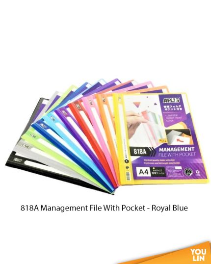 APLUS 818A A4 Management File W/Pocket - Royal Blue