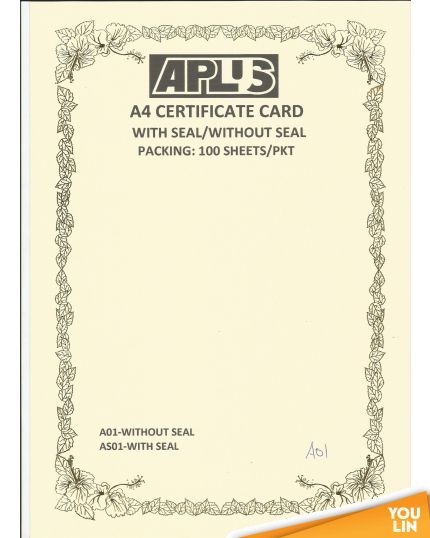 APLUS A4 160GM CERTIFICATE CARD 100'S/PKT - A01