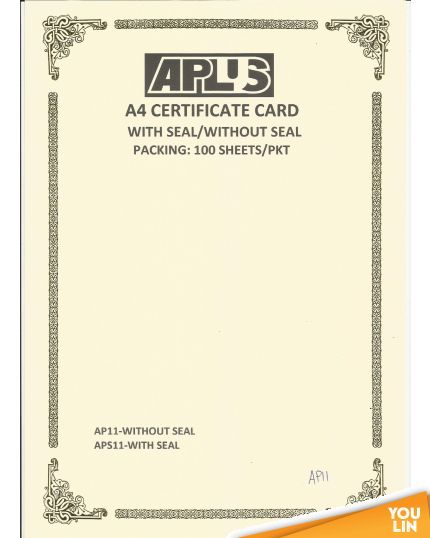 APLUS A4 160GM CERTIFICATE CARD 100'S/PKT - AP11