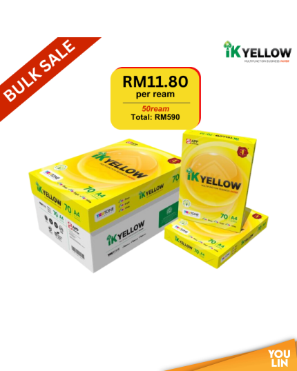 IK Yellow 70gsm A4 Paper - 500's x 50ream