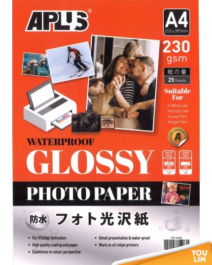 APLUS GLOSSY PAPER GP-4230 A4 230GSM 100'S