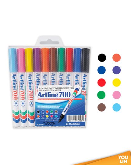 Artline 700 Permanent Marker Pen 0.7mm 10 Colour