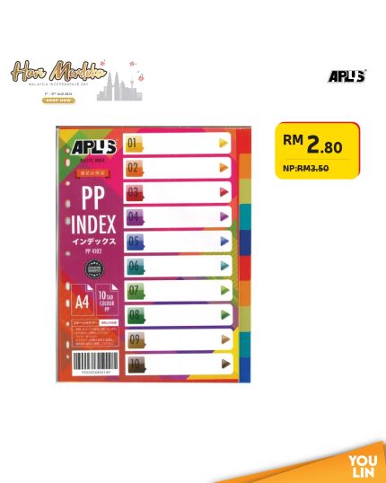 APLUS PP-4102 PP Index Divider 10 Colour