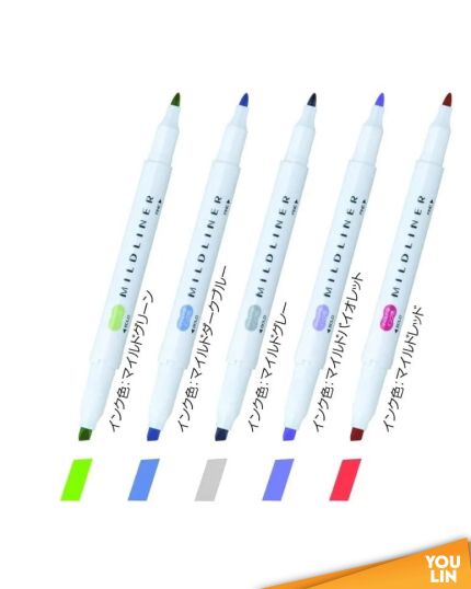 Zebra WKT7-5C-NC Mildliner Highlighter 5pcs