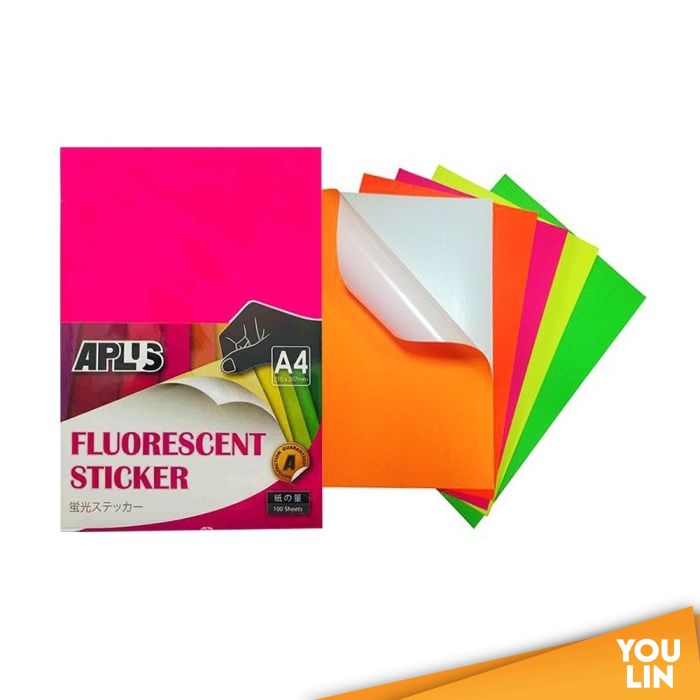 APLUS A4 Fluorescent Sticker Laser Printing sticker 100's - Colour