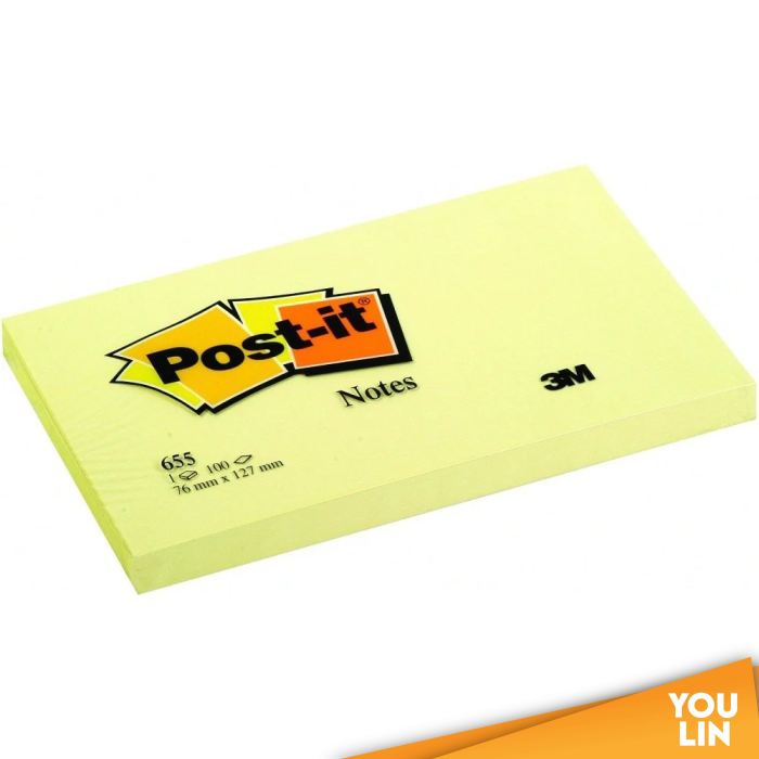 3M 655 (3'' x 5'') Yellow Post It Note / Sticky Notes