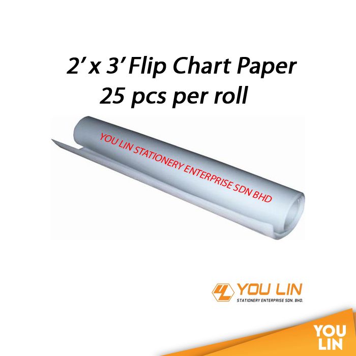 Flip Chart Paper 2'' x 3'' - 25pc/Roll