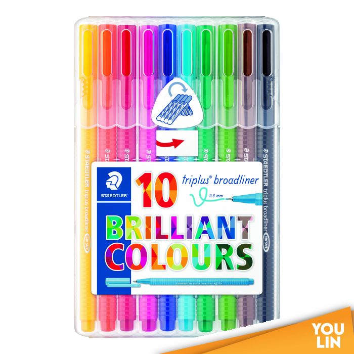 STAEDTLER 338 SB10 Triplus Broadliner Box of 10 Colors