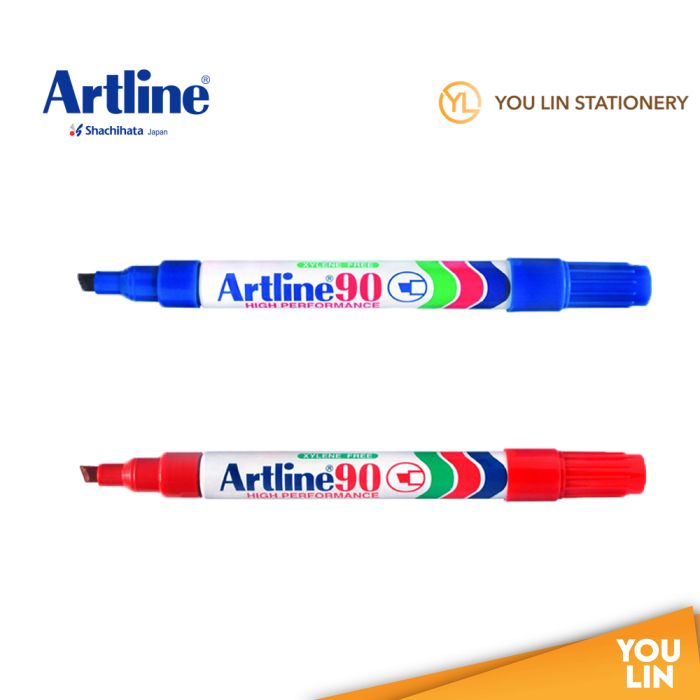 Artline 90 Permanent Marker Pen 2.0-5.0mm 2'S - Blue/Red