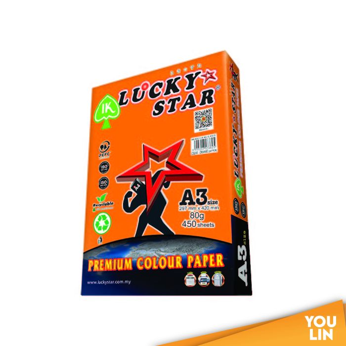 Luckystar CS240 A3 80gm Color Paper 450'S - Saffron