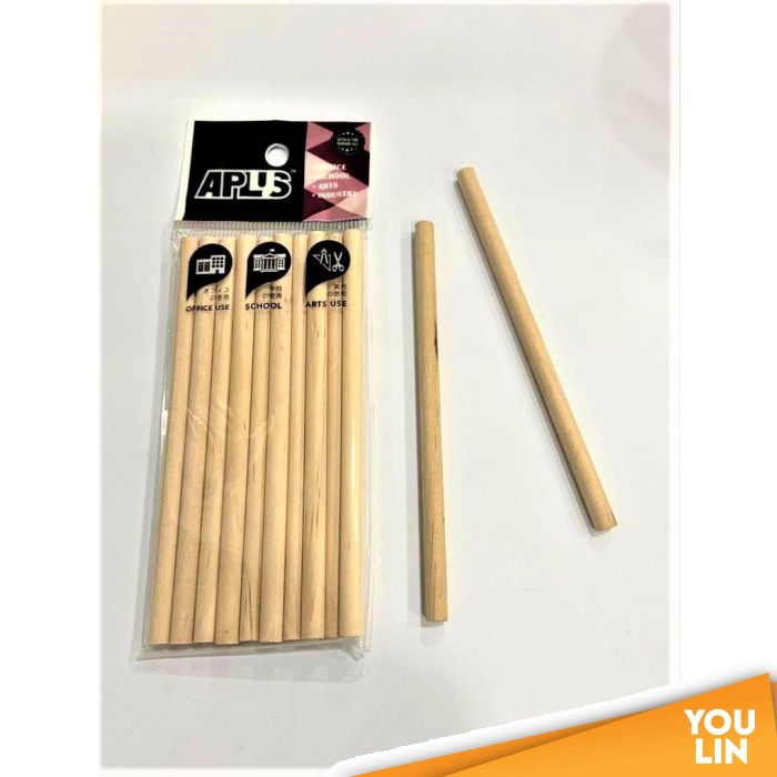 APLUS Round Wood Stick 12cm 10pcs - Plain