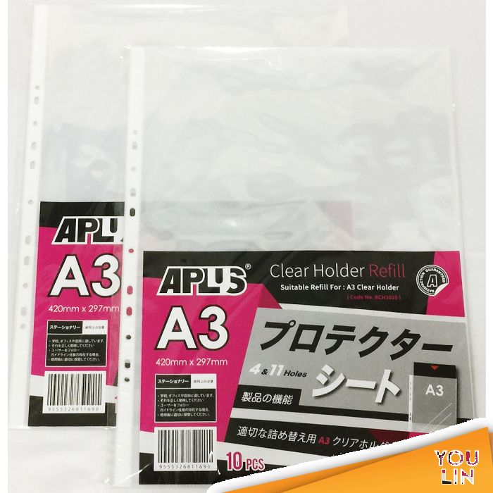 APLUS 3010R A3 Clear Holder Refill 10'S