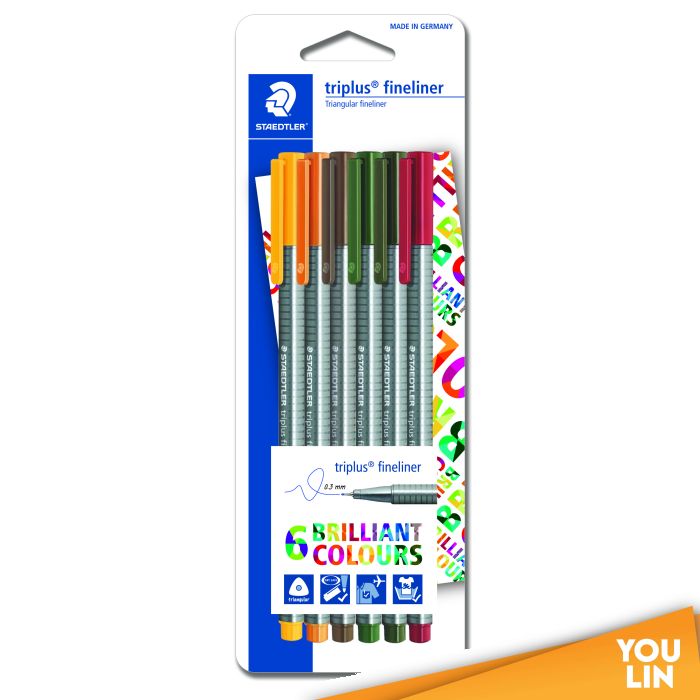 STAEDTLER 334 SBK6-1 Triplus Fineliner Set of 6 Colors (Earthia)