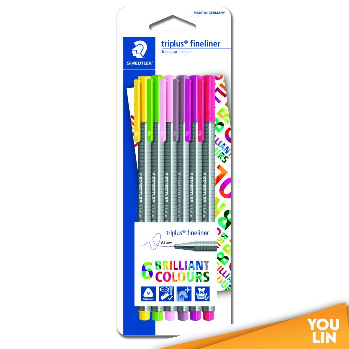 STAEDTLER 334 SBK6-2 Triplus Fineliner Set of 6 Colors (Floria)