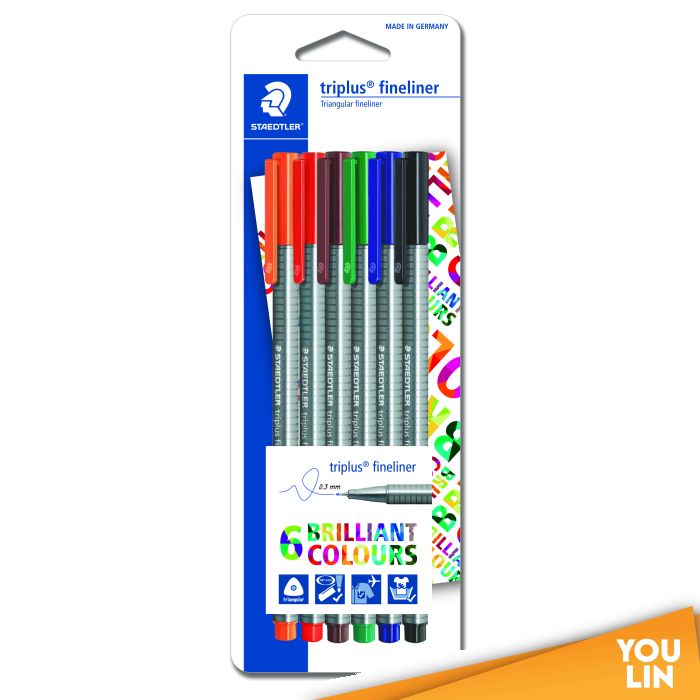 STAEDTLER 334 SBK6-4 Triplus Fineliner Set of 6 Colors (Primera)