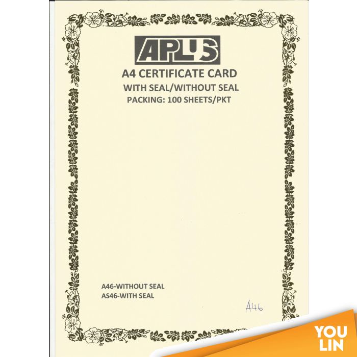 APLUS A4 160GM CERTIFICATE CARD 100'S/PKT - A46