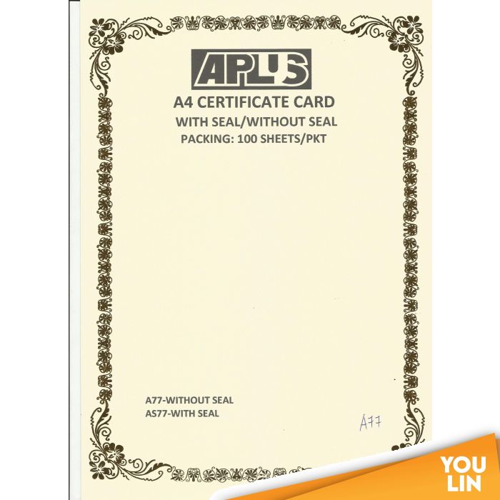 APLUS A4 160GM CERTIFICATE CARD 100'S/PKT - A77