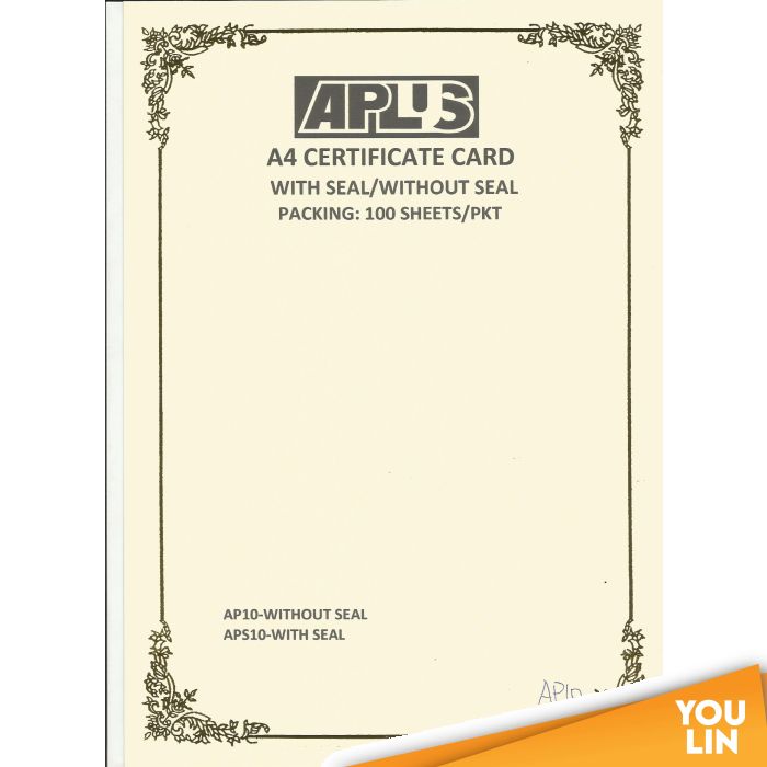 APLUS A4 160GM CERTIFICATE CARD 100'S/PKT - AP10