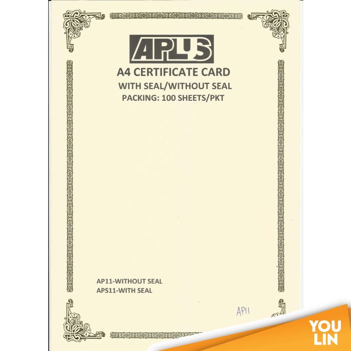 APLUS A4 160GM CERTIFICATE CARD 100'S/PKT - AP11