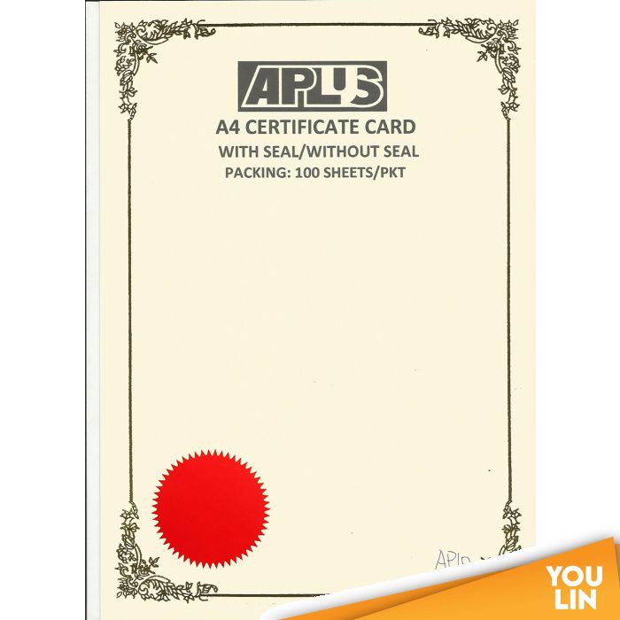 APLUS A4 160GM CERTIFICATE CARD V/Seal - APS10