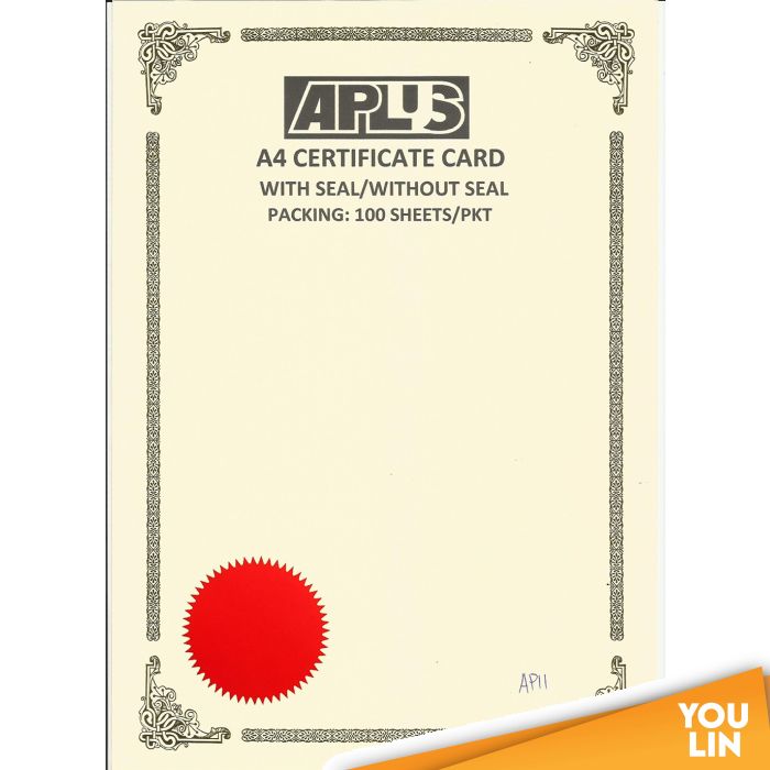 APLUS A4 160gm Certificate Card V/Seal - APS11