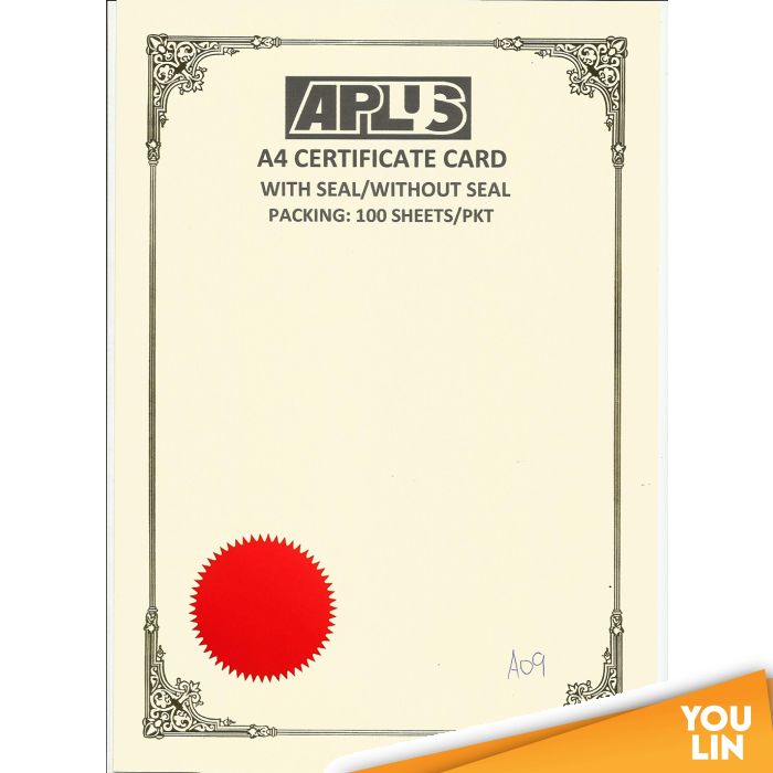 APLUS A4 160gm Certificate Card V/Seal - AS09