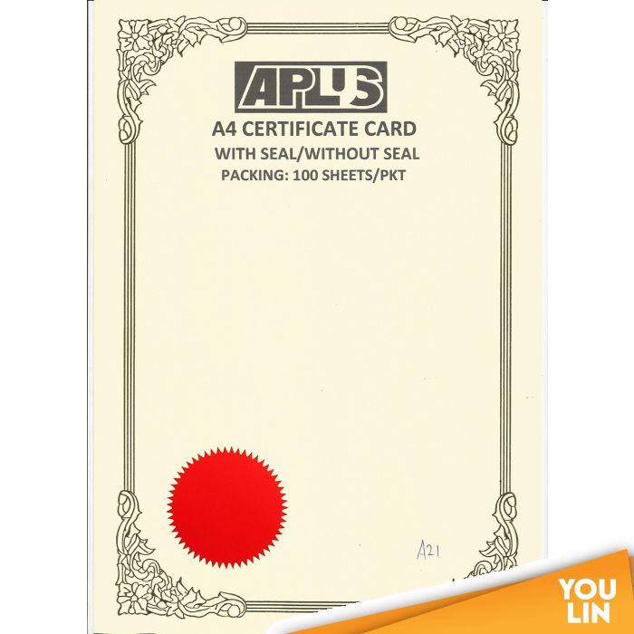 APLUS A4 160gm Certificate Card V/Seal - AS21