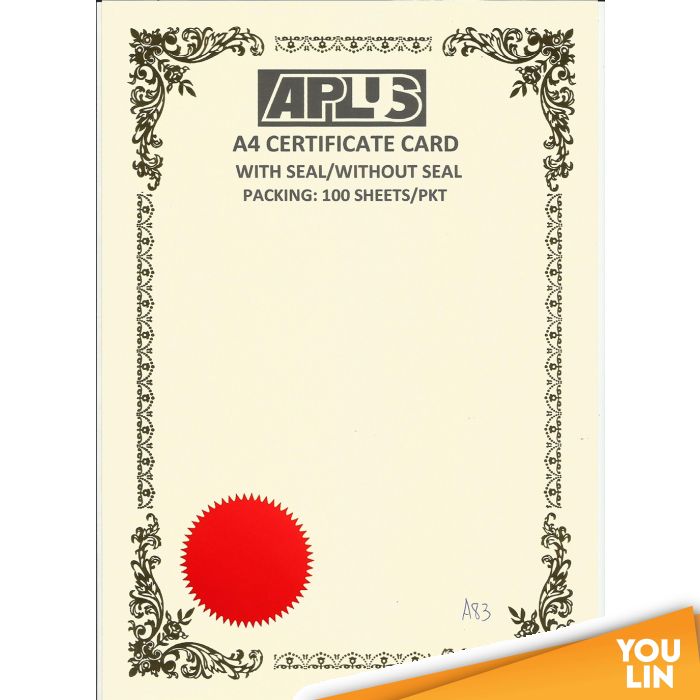 APLUS A4 160gm Certificate Card V/Seal - AS83