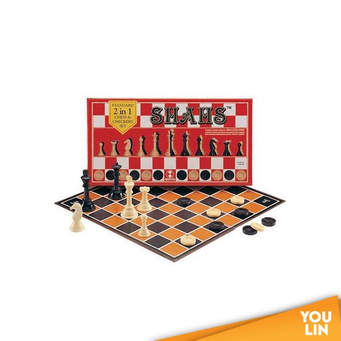 SPM Shahs Chess & Checkers Set - Standard 2 In 1 (SPM 88)