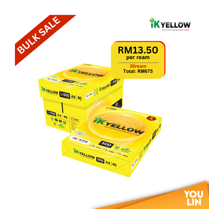 IK Yellow 80gsm A4 Paper 500's x 50ream