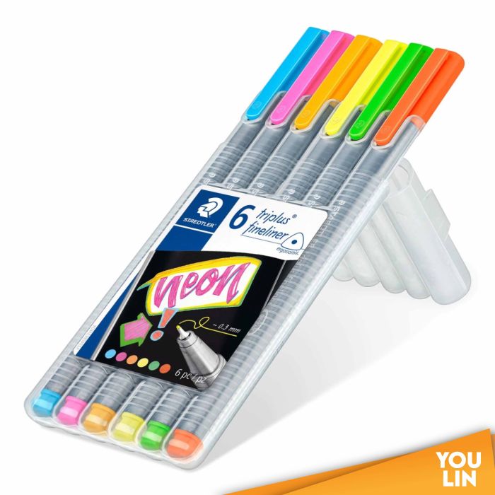 STAEDTLER 334 SB6CS3 Triplus Fineliner Set of 6 Colors (Neon)