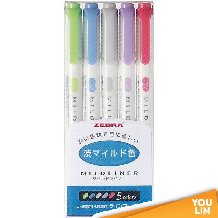 Zebra WKT7-5C-NC Mildliner Highlighter 5pcs