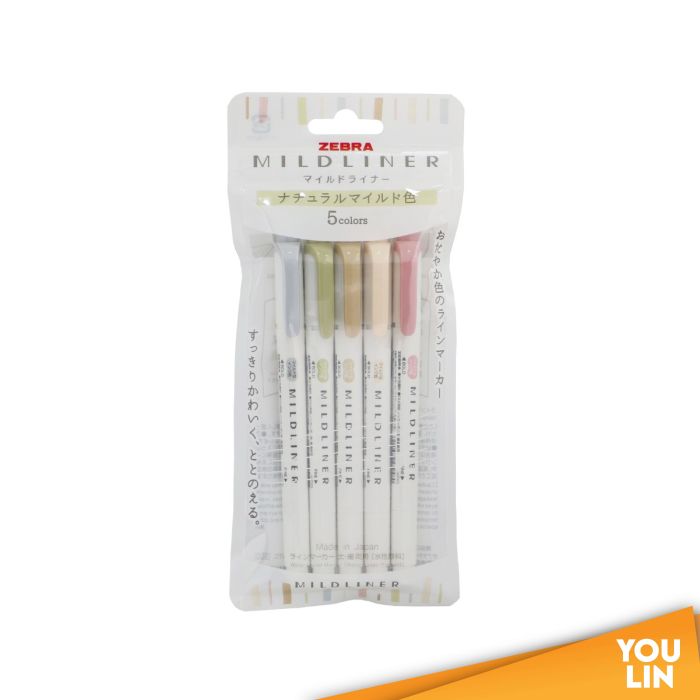 Zebra WKT7-5C-NTC Mildliner Highlighter 5pcs