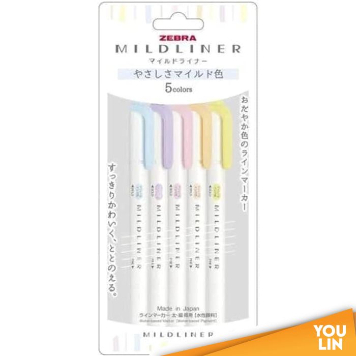 Zebra WKT7-5C-YC Mildliner Highlighter 5pcs